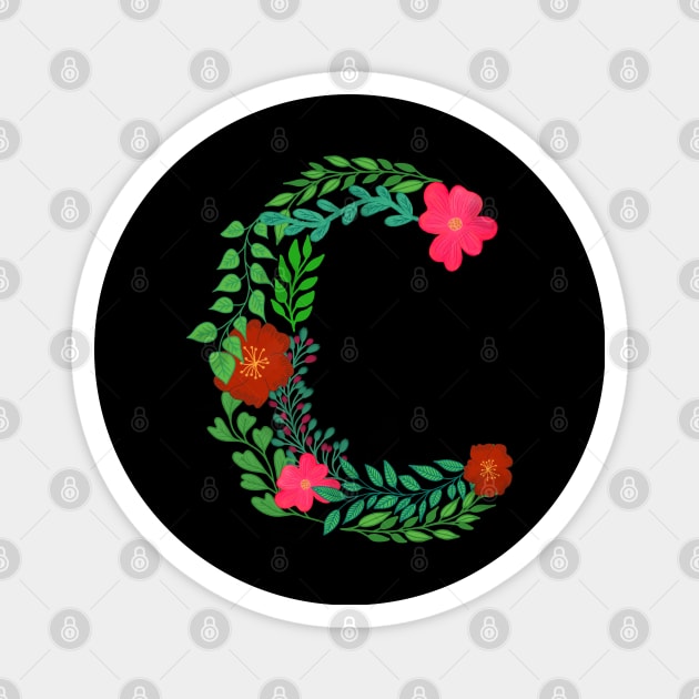 MONOGRAM C FROM LEAVES AND FLOWERS Magnet by FLOWER_OF_HEART